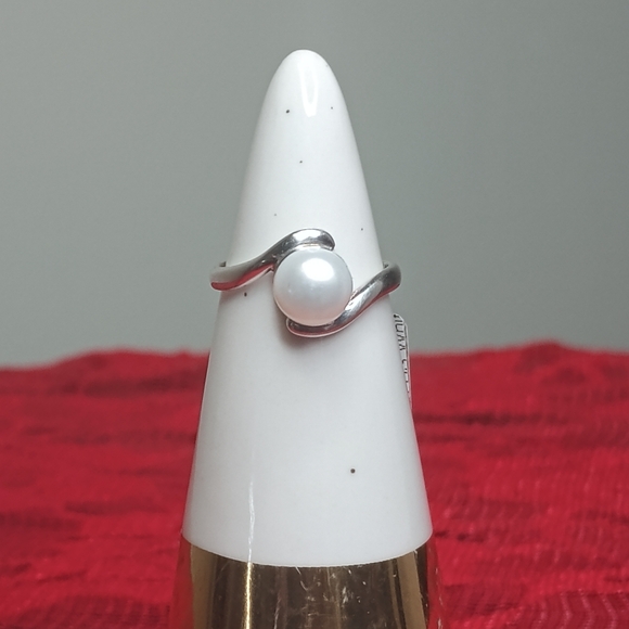 Vintage 925 sterling silver pearl ring - Picture 1 of 4